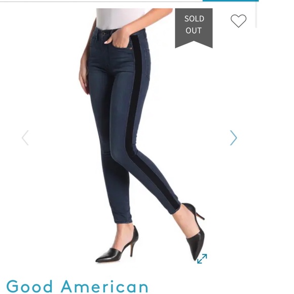 Good American Velvet Stripe High Waist Skinny 24 - Picture 13 of 13